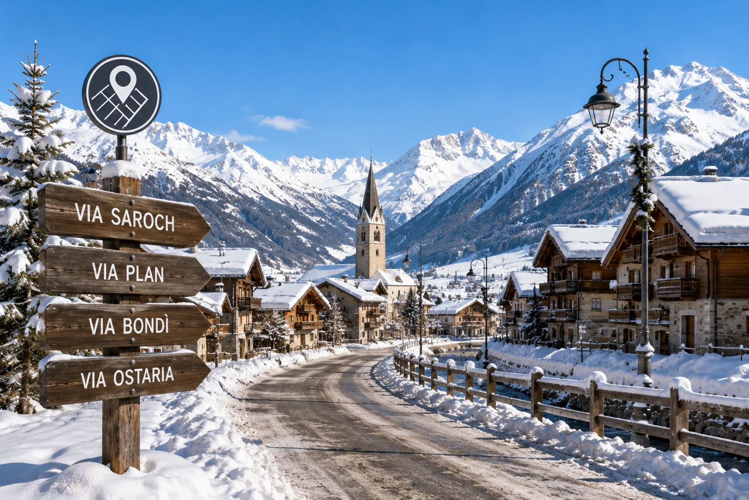 Ulice Livigno i oznaczenia głównych dróg